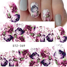 Load image into Gallery viewer, 1 Sheets Water Transfer Women Full Cover Sticker Nail Art Decals Nail Art Beauty Purple Rose Decorations Polish Tips TRSTZ369