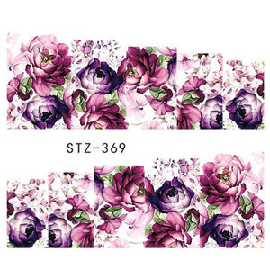 1 Sheets Water Transfer Women Full Cover Sticker Nail Art Decals Nail Art Beauty Purple Rose Decorations Polish Tips TRSTZ369