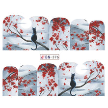 Load image into Gallery viewer, 12 Designs Valentine Gift Sticker  Couple/Maple Nail Designs Nail Art Water Transfer Decals for Nails Tips Sticker BN373-384