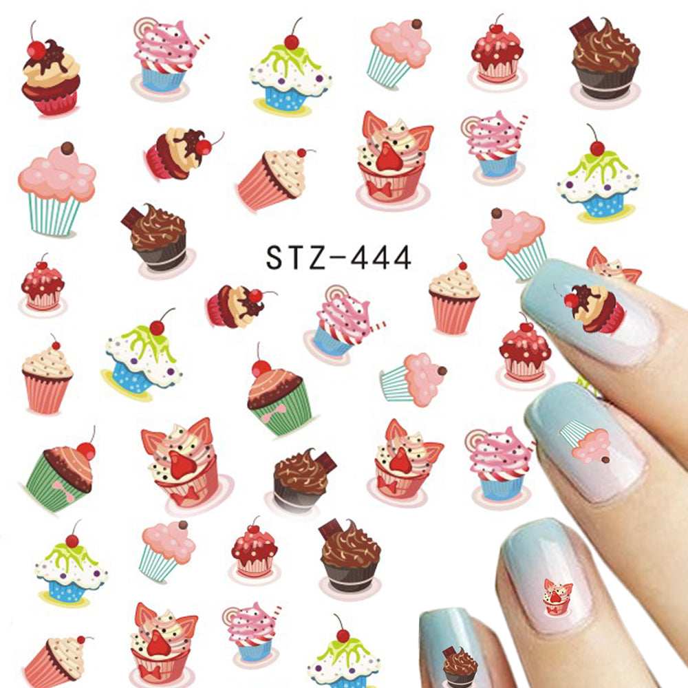 1 Sheets Nail Art Water Decals Sweets Cake Colorful Children Printing DIY Beauty Sticker Nail Decorations Tips STZ444